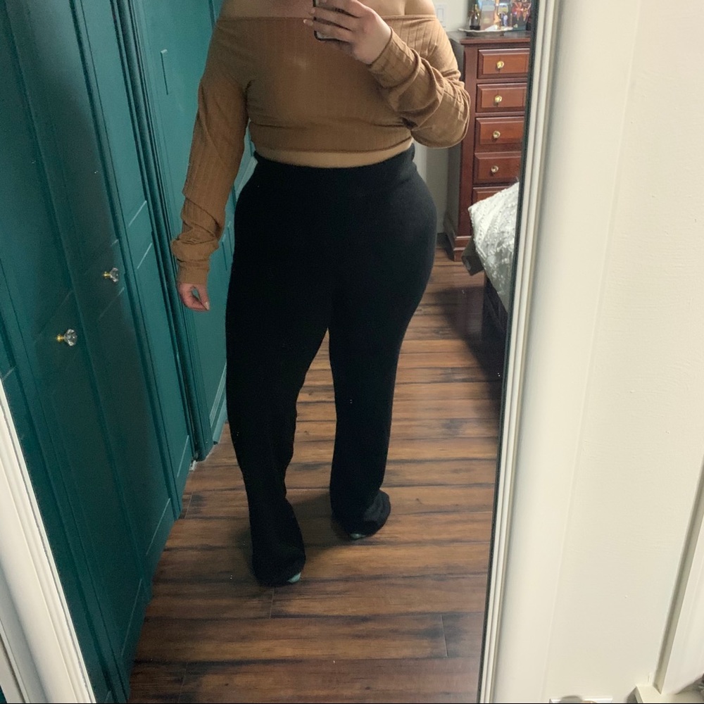 H&M Black knit flared high waisted pants